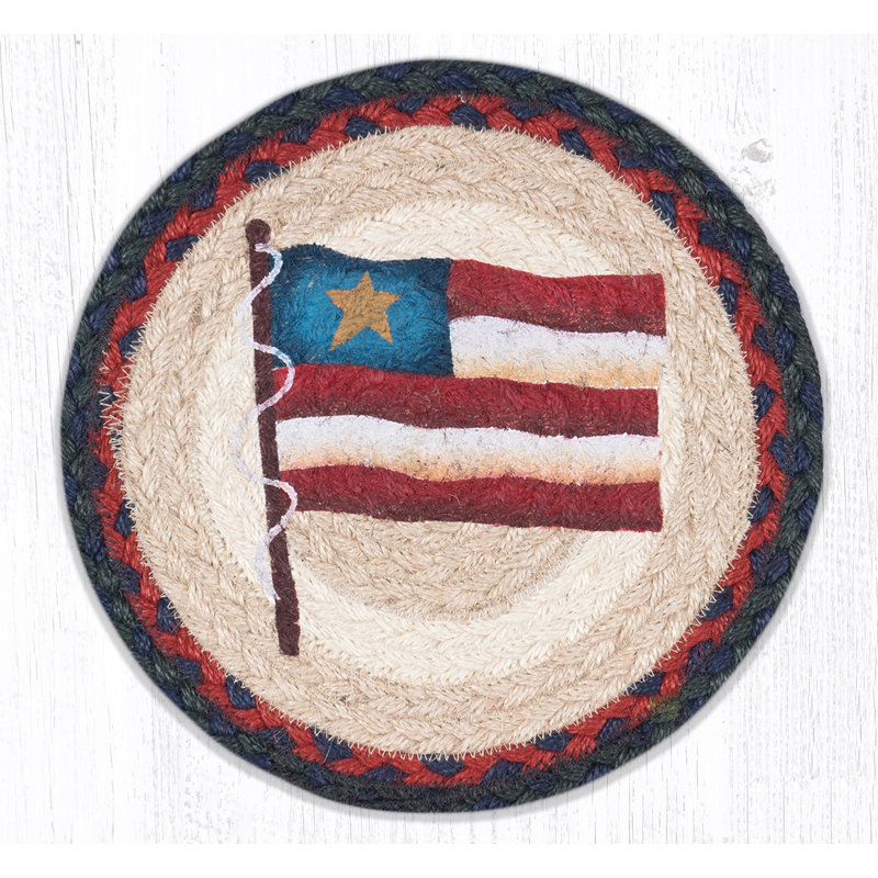  Dessous-de-plat rond fabriqué à la main - drapeau étoile primitive rustique 10 po x 10 po
