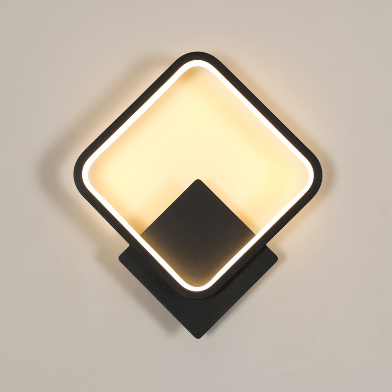 Square 30cm LED Aluminium Wall Light, Matte Black