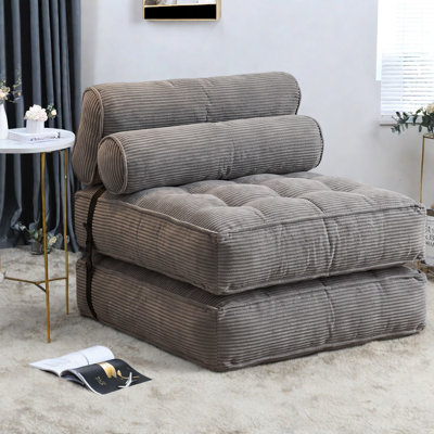 Canapés portatifs compressibles, fauteuil-lit pliant en velours côtelé gris, intérieur moderne
