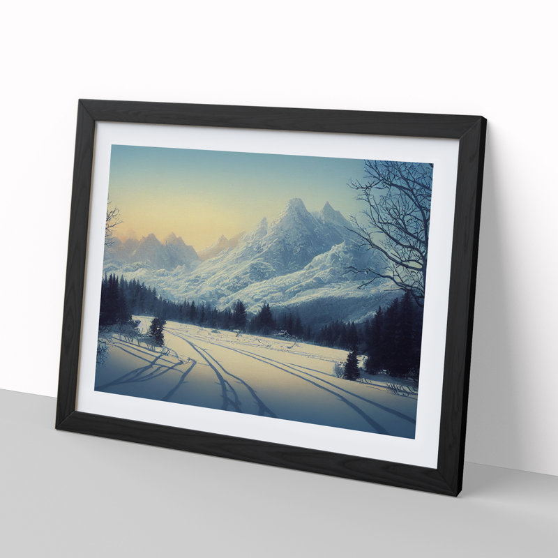 XH1022-10246X Winter Sunrise Mountains Vol.2 - Single Picture Frame Print, 34cm H x 46cm W x 2cm D, Black