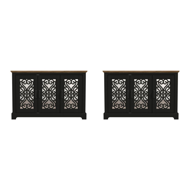 Ensemble de 2 buffets traditionnels Airalyn, Noir / chêne noueux