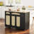 53.1" Kitchen Island on Wheels, Rattan Rolling Kitchen Island Cart with Drop Leaf Breakfast Bar, Tilt Out Trash Can Cabinet-2009417355