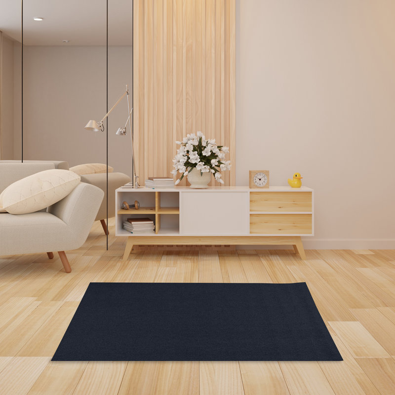 Tapis intérieur / extérieur bleu tissé à la machine Gatian, Ovale 12 pi x 15 pi