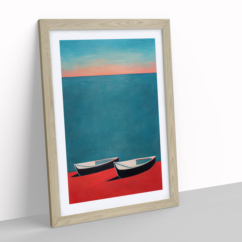 Abstract Boat No.2 - Single Picture Frame Print, 64cm H x 46cm W x 2cm D, Oak