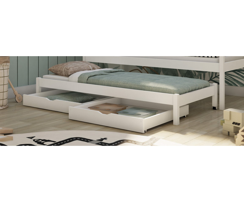 Estero Kids Daybed with Trundle with Drawers, White