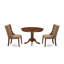 L'ensemble de mobilier de salle à manger 3 pièces comprend une table ronde avec piédestal et 2 chaises Parsons en tissu de sable sable, acajou-1738976234-1738976239-1738976235