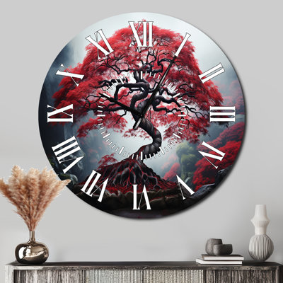 Red Japanese Maple - Japan Art White Face Wall Clock