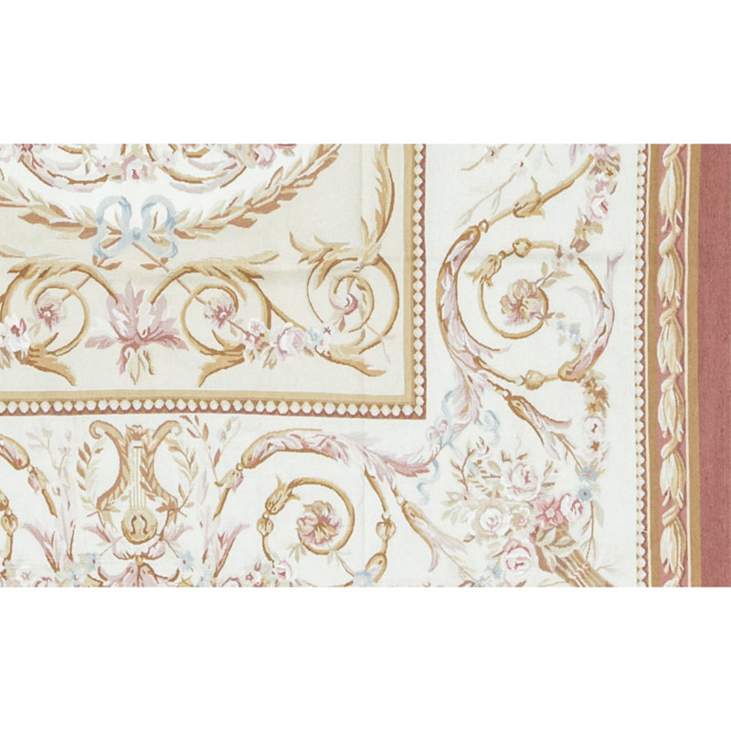 Tapis doré et ivoire de haute qualité noué à la main