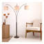 Lampe sur pied à 3 branches Royal avec finition bronze huilé et abat-jour en lin Royal, interrupteur rotatif à 4 voies pour éclairage réglable
