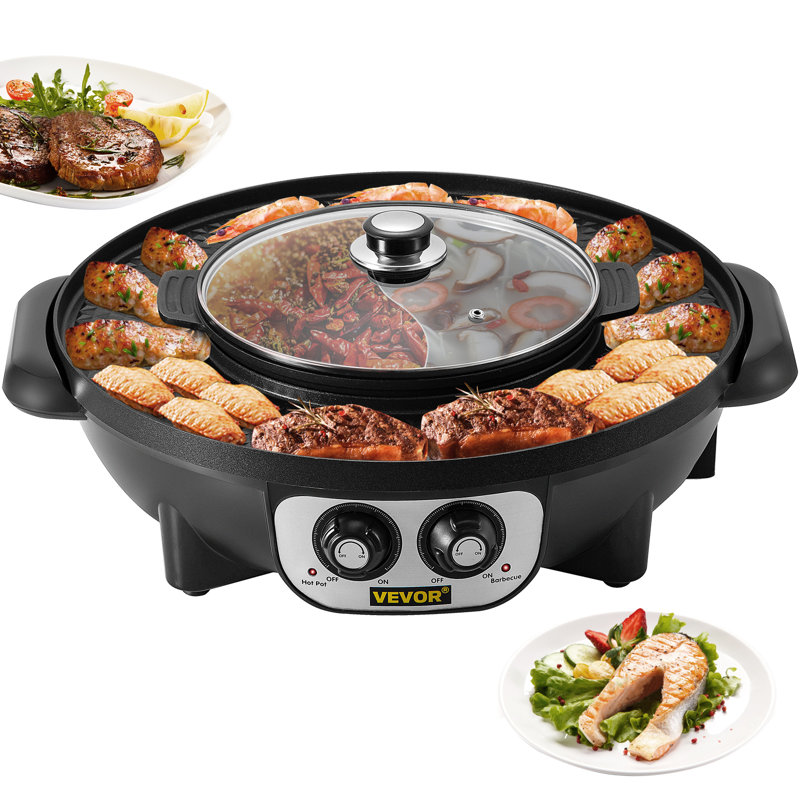 VEVOR 20.3" x 18.1" D Portable Indoor/Outdoor Use 2 - Burner Countertop Electric Grill