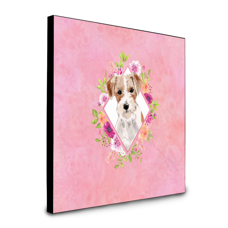 Panneau mural Dollman Flowers, Rose, Jack Russell terrier beige
