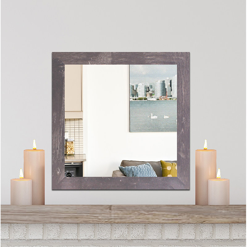 Dematteo Wood Flat Mirror, 21.5" H x 21.5" W, Harvest Brown