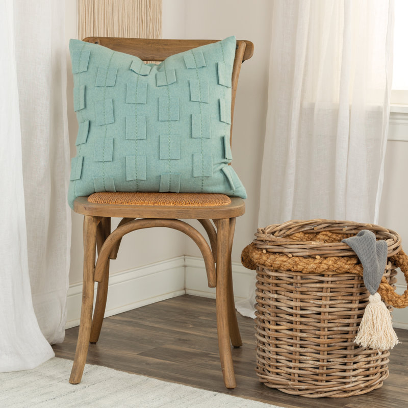 Square Wool Pillow Cover & Insert, Aqua
