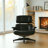 Leather Swivel Accent Chair With Ottoman-1160804678