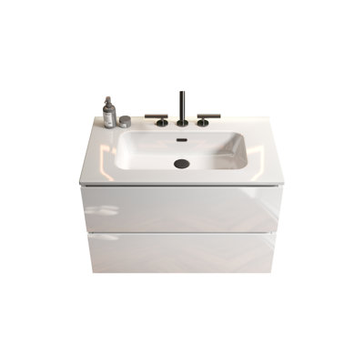 Modern Style Glossy White Ceramic Basin For Bathroom - Three Pre-Drilled Faucet Holes A Bath Look Basin, Easy To Clean And Attractive, 3