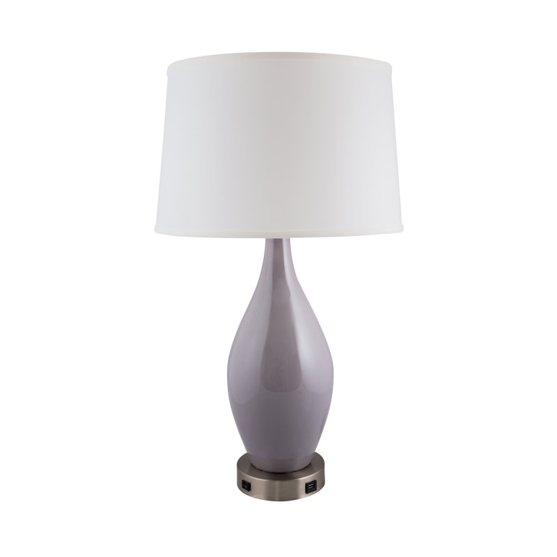 Lampe de table Park Ridge bleue avec USB, H 28 po x l 16 po x P 16 po