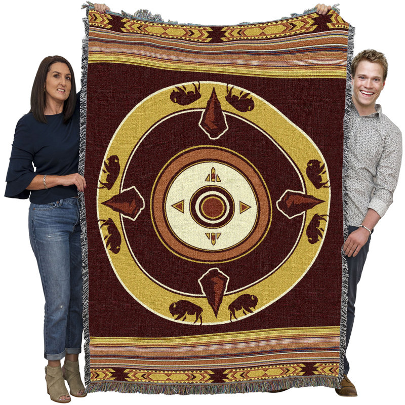 Jeté en coton Pure Country Weavers, Brun / jaune oriental