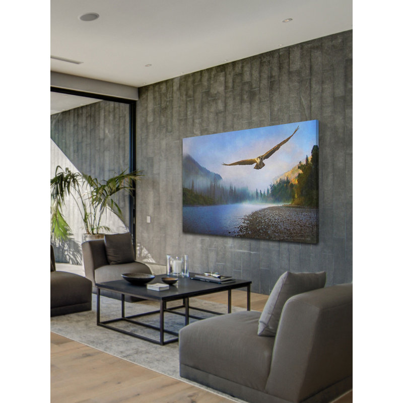 Foggy River Landscape Canvas Art in Sustainable Wood Frame