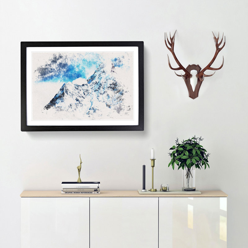 Mount Everest - Picture Frame Graphic Art Print, Black Framed, 45cm H x 63cm W x 2cm D