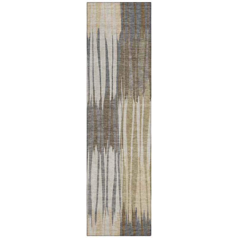 Machine Washable Indoor/Outdoor Chantille ACN2896 Striped Rug, 2'3" x 7'6" Runner, Beige