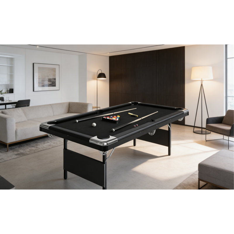 Table de billard pliable 6 pi, petite table de billard sans assemblage requis pour la maison et la salle de jeux, Noir