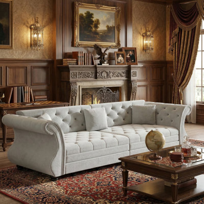Tufted Velvet Chesterfield Convertible Sleeper Sofa with Rolled Arms