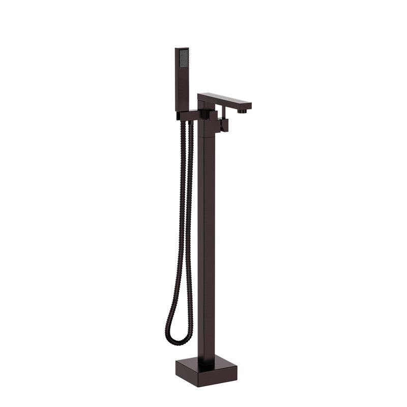 Robinet de baignoire autoportant en métal avec douche à main - Design élégant en bronze huilé