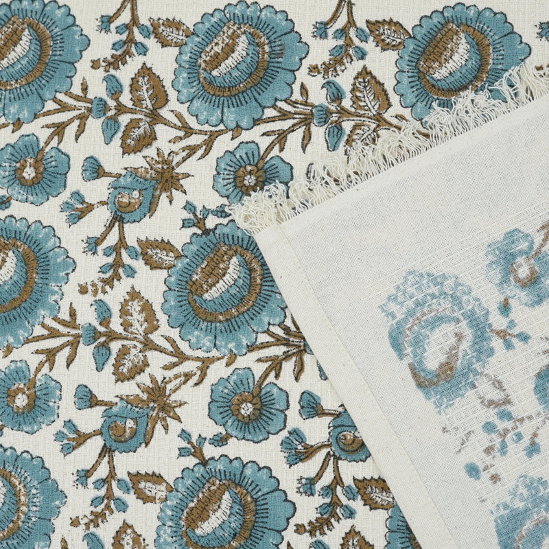 Floral Hand Block Print Waffle Hand Towels - Elevate Your Bathroom with Unique, Artisan Towels 17X32 (Sun Flower), Brown