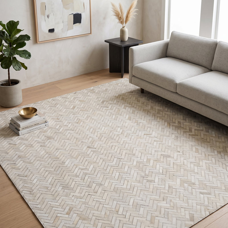 Mosaic Leather Chevron Indoor Rug, Rectangle 11'6" x 14'6"