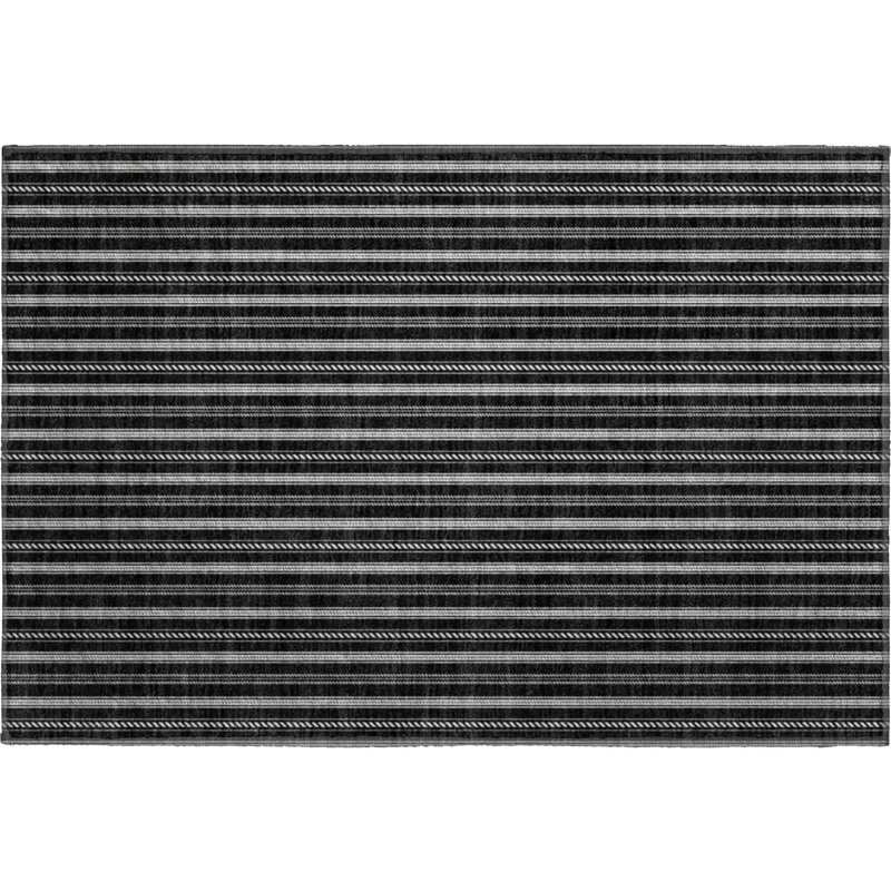Premium Machine Washable Prisco Black Rug, Rectangle 1'8" x 2'6"