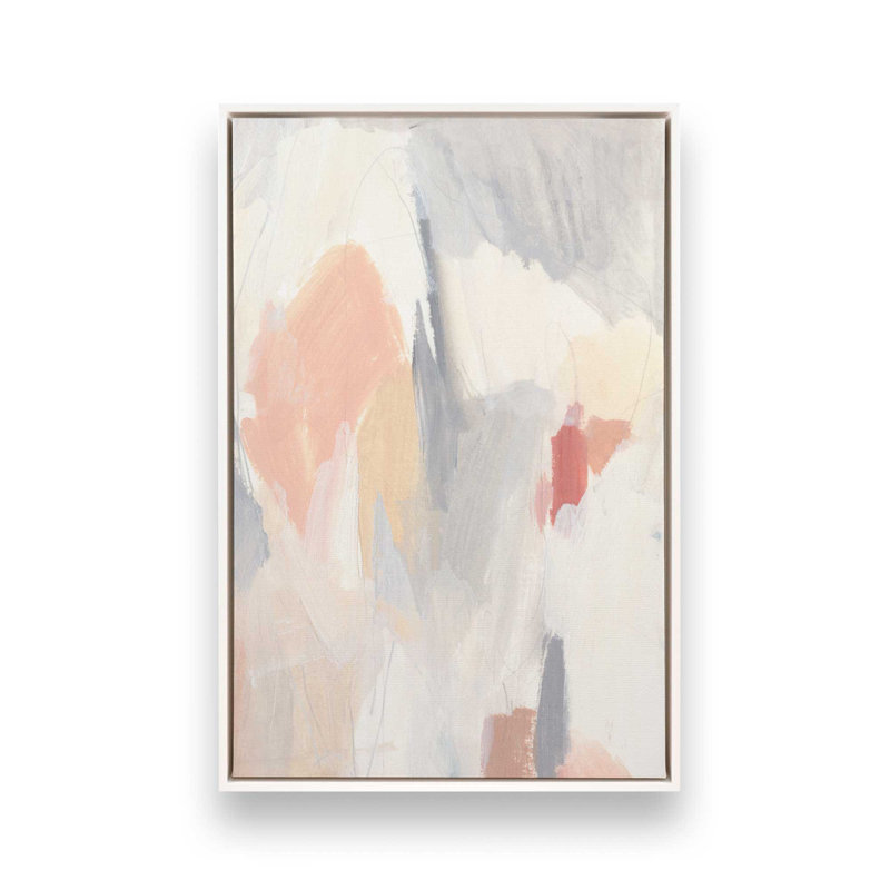 Doux rosé et abstrait I, reproduction sur toile dans un cadre, H 30,75 po x l 20,75 po, Blanc opaque