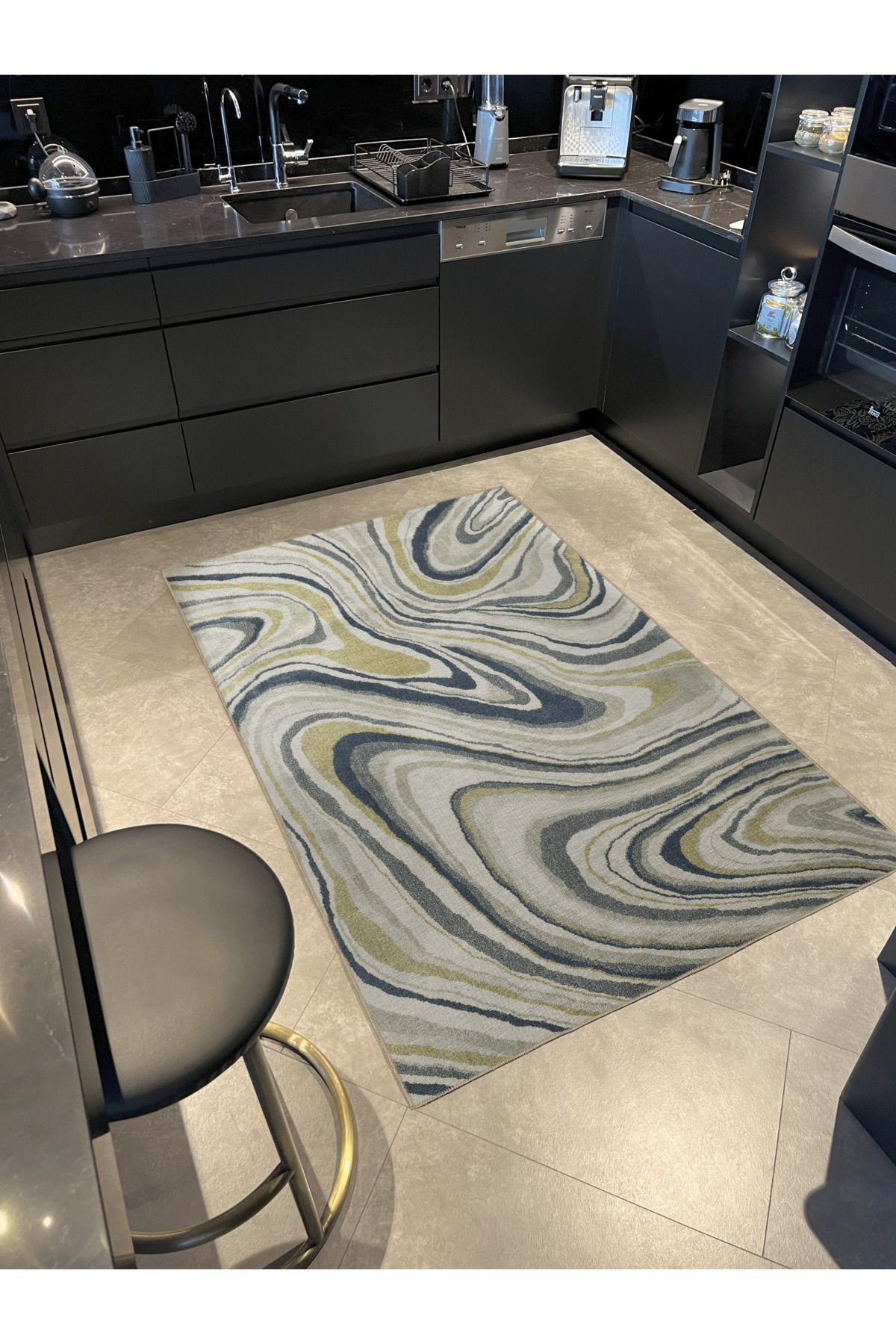 Blue Wavy Pattern Rug Hokku Designs Blue Abstract Wave Pattern Creative Modern Decorative ...