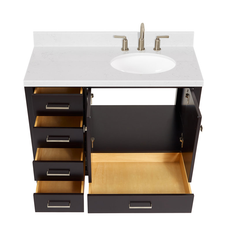  Meuble-lavabo simple 42,25 po avec plateau, Espresso, Oval, Right