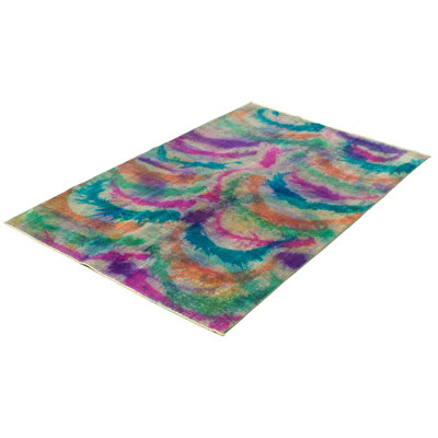 Overdyed One-of-a-Kind 4'10'' X 7'9'' 1980s Wool Area Rug in Green