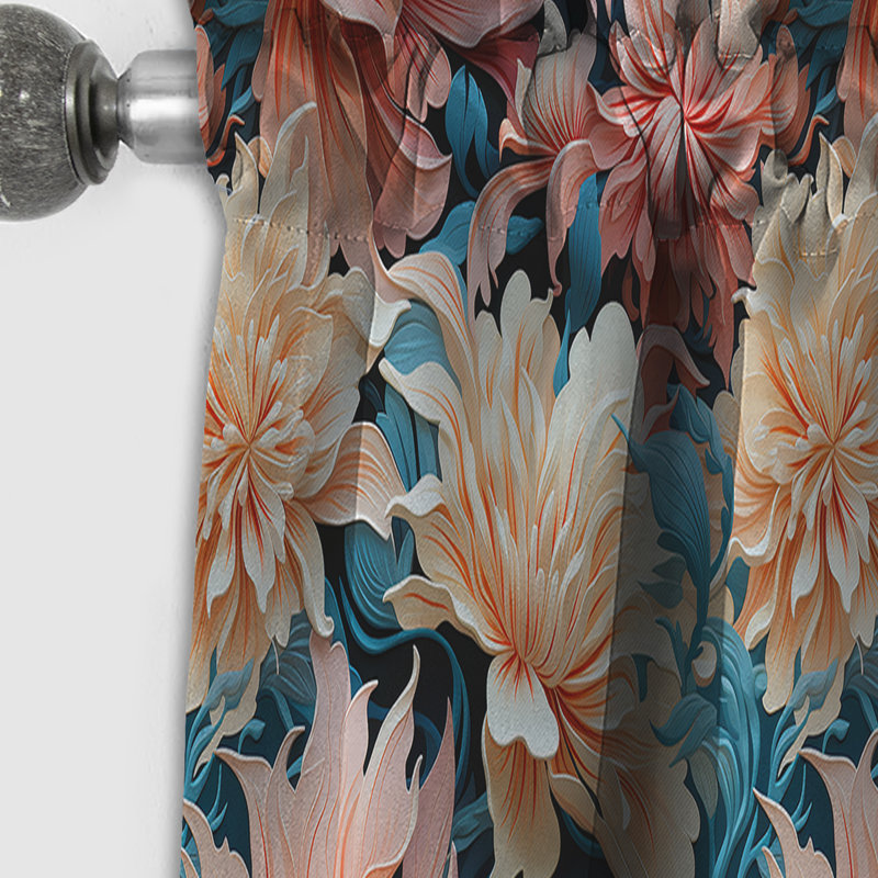 Corail Mirage motif tropical I - Rideau floral - Rideau occultant floral - 1 panneau, L 52 po x L 84 po