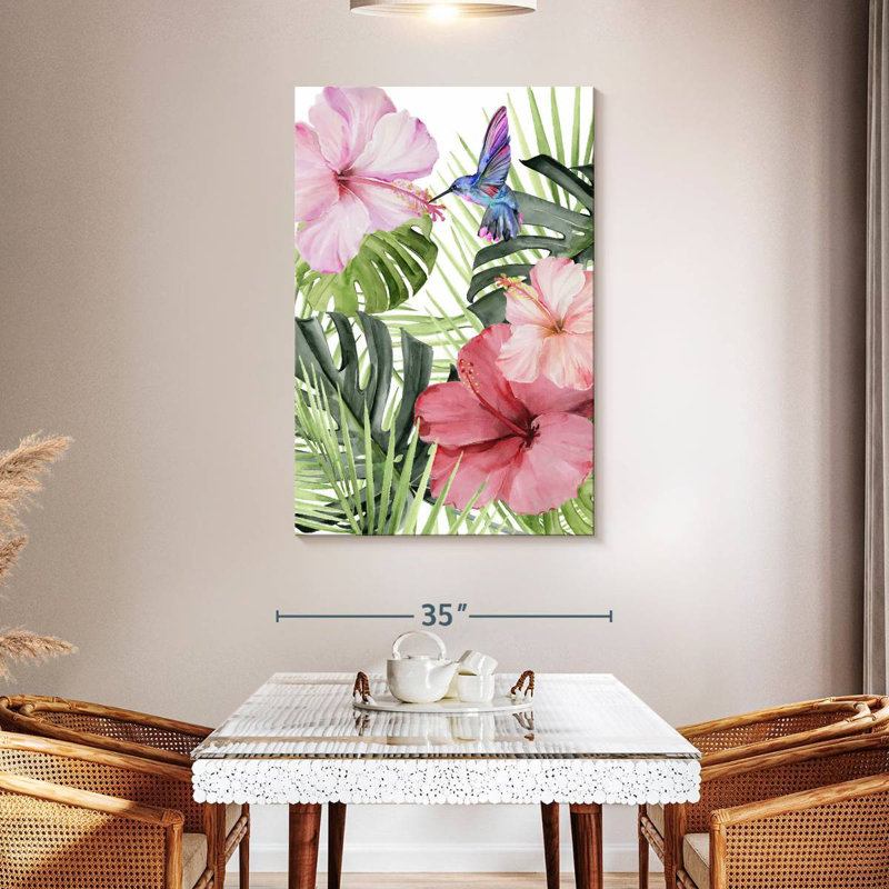 Hibiscus et colibri Harnek I, H 48 po x l 32 po