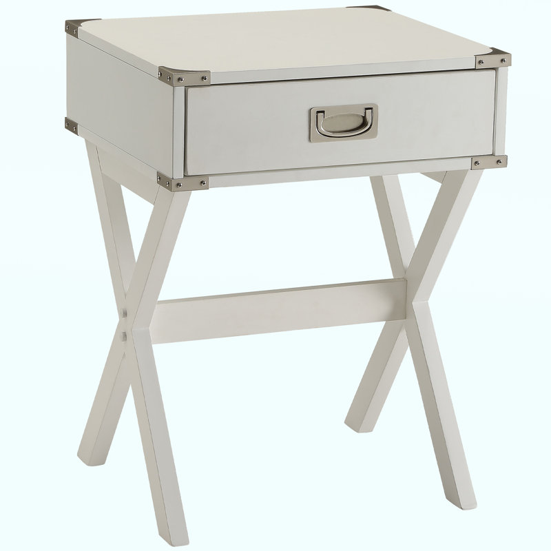 Table d'appoint moderne blanche avec tiroir de rangement - Table de bout peu encombrante pour le salon, la chambre à coucher ou les petits appartements