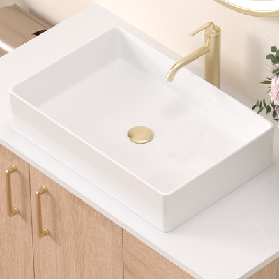 Modern Ceramic Rectangular Vessel Bathroom Sink