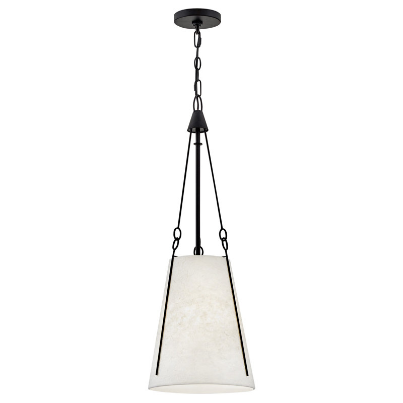 Luminaire suspendu à chaîne simple Danvers avec abat-jour en papier fait main, Noir