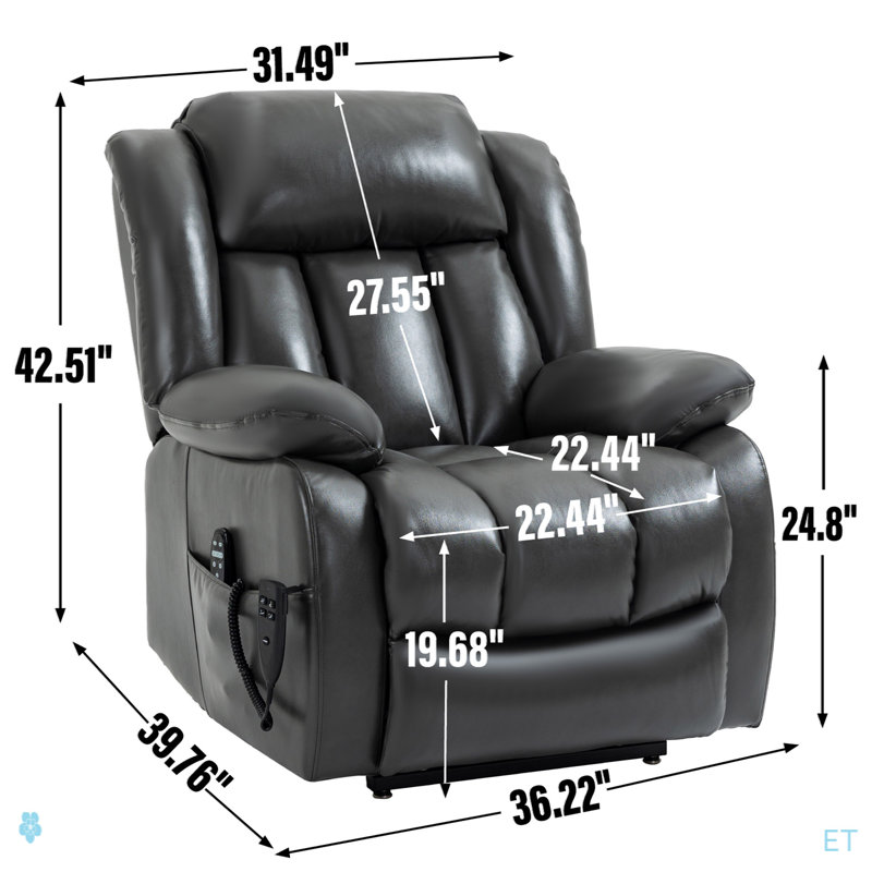 Fauteuil inclinable électrique à deux moteurs avec massage à 8 points et chauffage lombaire Infinite, Gris