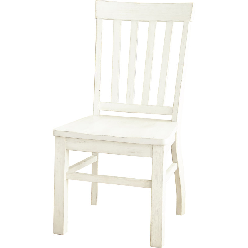 Chaise d'appoint à dossier en lattes de bois massif Sevenoaks, Blanc antique