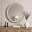 Miroir mural rond 30 po en bois massif de style rustique rustique Boho Shabby-Chic pour meuble-lavabo, salon et entrée