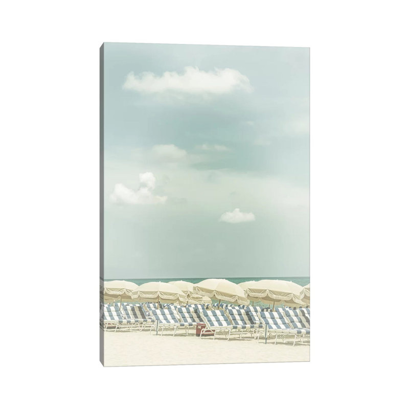 Scène de plage rétro par Melanie Viola - Toile tendue avec châssis sur toile tendue, H 26 po x l 18 po x P 1,5 po