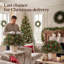 Pre-lit Fan-Shaped Outdoor Christmas Tree with Metal Stake, 68*68*45cm