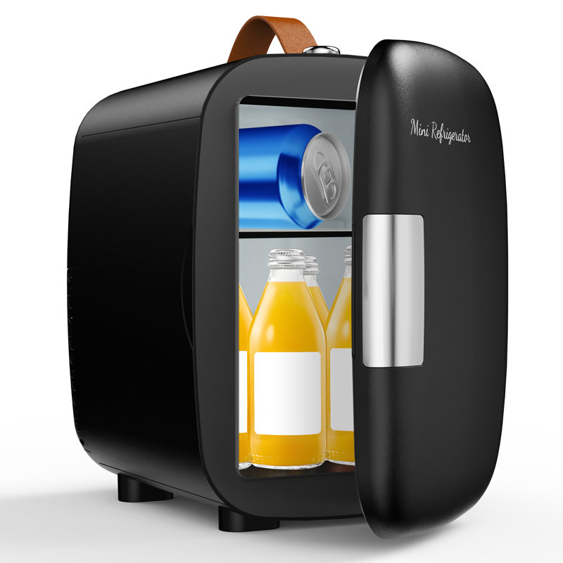 Mini réfrigérateur 4L portable pouvant contenir jusqu'à 6 canettes pour voiture, chambre à coucher, bureau, Noir