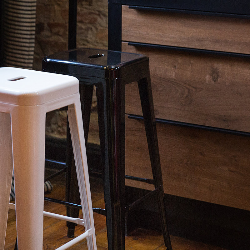 Redcar Counter Stool with Metal Frame, Black, 46cm H x 32cm W x 32cm D