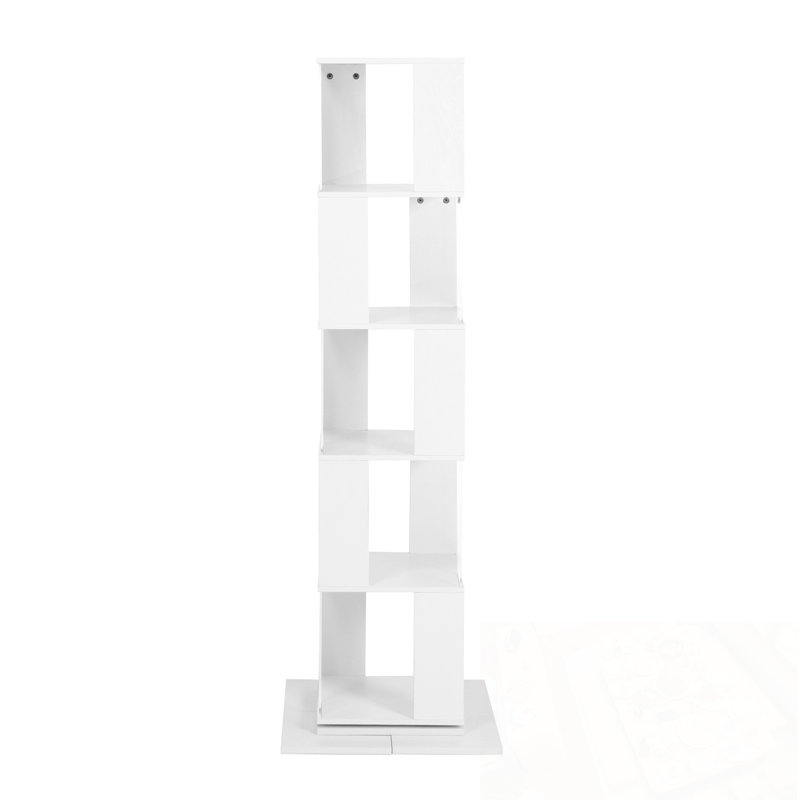 Bibliothèque rotative à 5 niveaux avec base robuste, Blanc