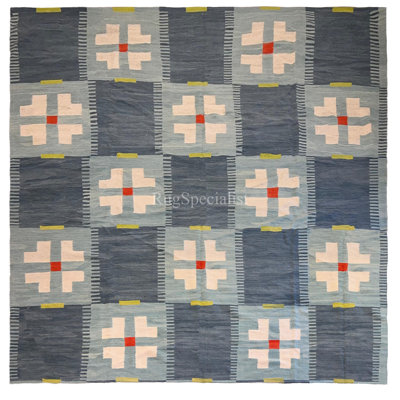 Handwoven Scandinavian Kilim, 100% Wool. Modern High Quality Flat-Weave Rug
