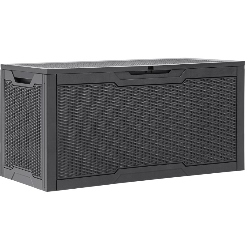 Balconera 100 Gallon Resin Lockable Outdoor Deck Box, Gray