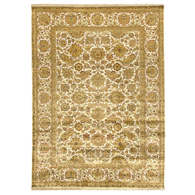 Hand Knotted Wool Area Rug in Grey